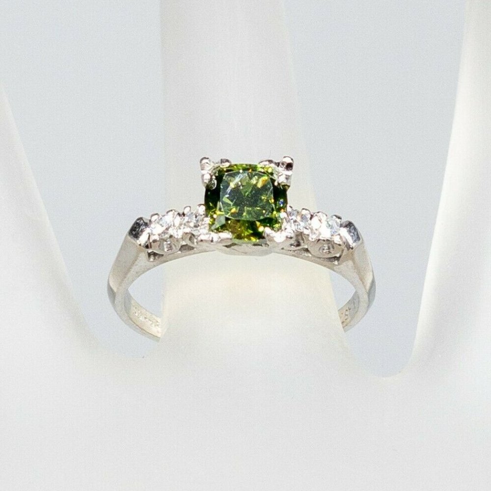 1.5CT VS GENUINE GREEN DIAMOND SOLID WEDDING RING